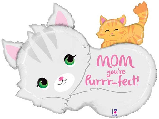 Mom You're Purrr-fect! Cat Shape Shape Foil Balloon - 35 in.