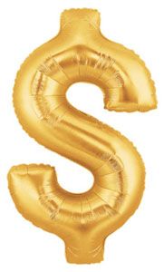 Gold Money $ Sign Foil Balloon 40 in.