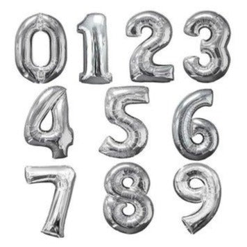 Silver Foil Number Balloons (0 to 9) - 14 in.