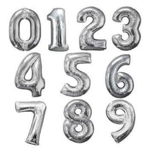 Load image into Gallery viewer, Silver Foil Number Balloons (0 to 9) - 14 in.