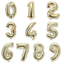 Load image into Gallery viewer, White Gold Foil Number Balloons (0 to 9) - 34 in.