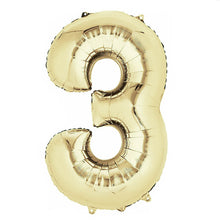 Load image into Gallery viewer, White Gold Foil Number Balloons (0 to 9) - 34 in.