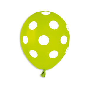 Solid Light Green Balloon - White Polka Dots 5 in.