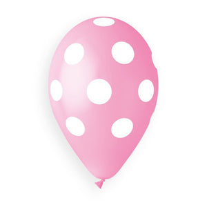 Polka Solid Balloon Pink-White 12 in.