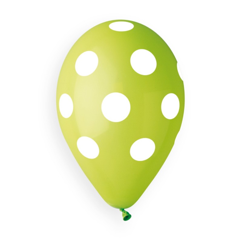 light green and white polka dots