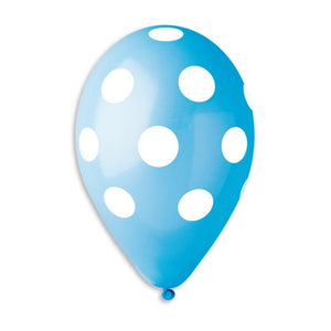 Polka Solid Balloon Blue-White 12 in.