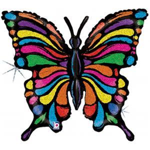 Pop Art Butterfly Holographic Foil Balloon 33 in.