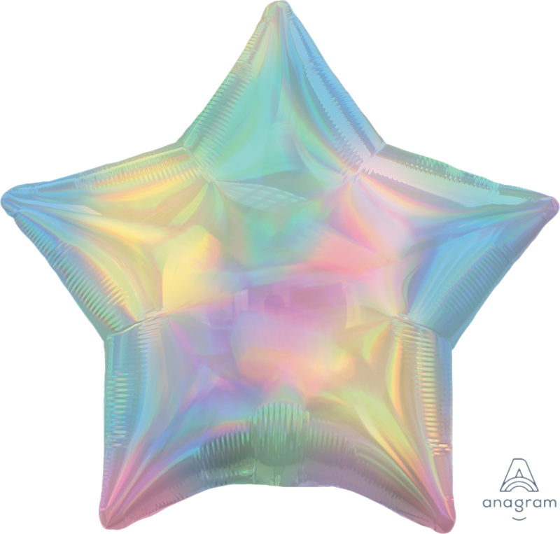 Iridescent Pastel Rainbow Star Foil Balloon - 19 in.