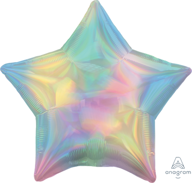 Iridescent Pastel Rainbow Star Foil Balloon - 19 in.