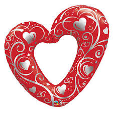 Red Hearts & Filigree Foil Balloon - 42 in.