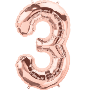 Rose Gold Foil Number Balloons (0 to 9) - 16 in.