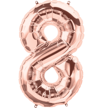 Load image into Gallery viewer, Rose Gold Foil Number Balloons (0 to 9) - 14 in.