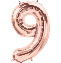 Load image into Gallery viewer, Rose Gold Foil Number Balloons (0 to 9) - 16 in.