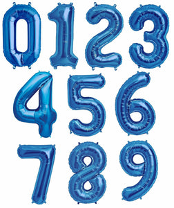 Blue Foil Number Balloons (0 to 9) - 16 in.