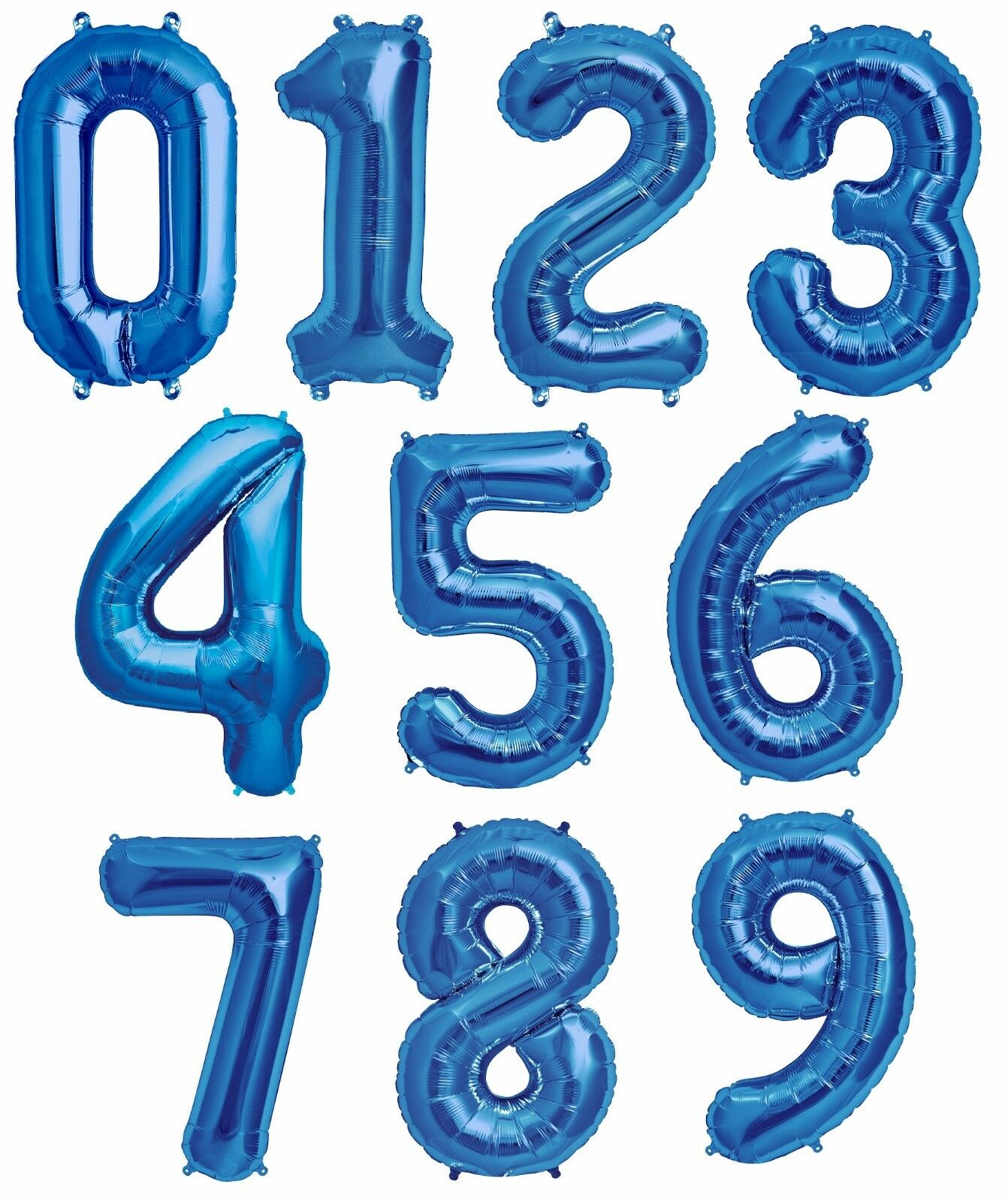 Blue Foil Number Balloons (0 to 9) - 34 in.