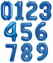 Load image into Gallery viewer, Blue Foil Number Balloons (0 to 9) - 34 in.