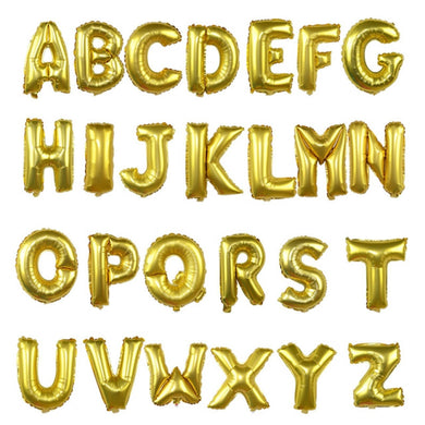 14 Metallic Gold, Silver, Rose Gold Letter Balloons. Alphabet Letter