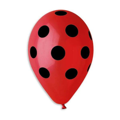 Polka Solid Balloon Red-Black 12 in.