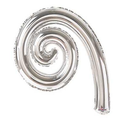 Kurly Spiral Foil Balloons 14.in.- 3 pack Silver