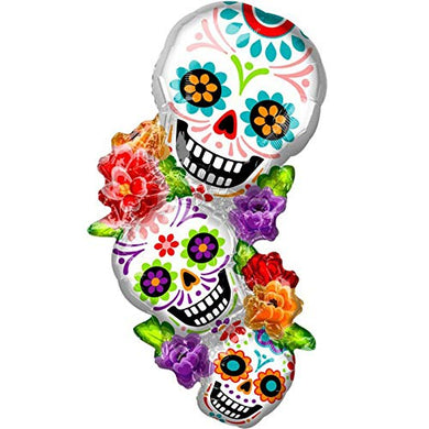 Halloween Stacking Sugar Skulls Shape Foil Balloon 38 in.