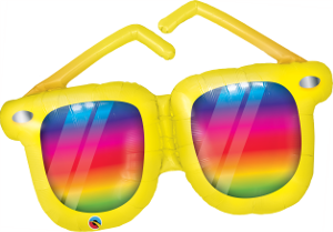 Rainbow Striped Sunglasses Foil Balloon 42 in.